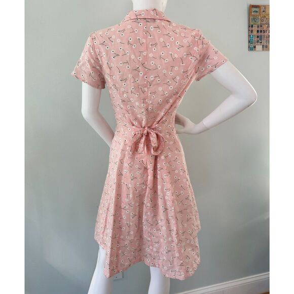 Modcloth Daytime Dynamo Pink Floral Daisy Shirt Dress Casual Gingham Sundress 4 - Picture 3 of 13